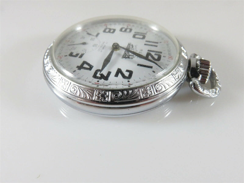 Art Deco Style 14s 17J Delemont Watch Co Swiss Train Etched Case, Dial, Running - Just Stuff I Sell
