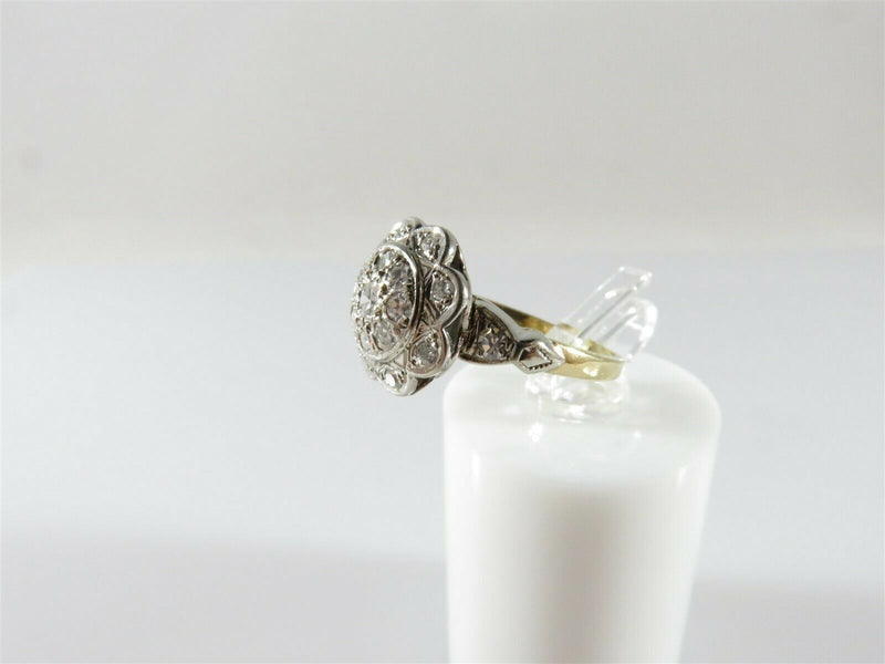 Vintage 19 Diamond Floral Cluster Ring Setting Size 5 in Solid 10K Gold - Just Stuff I Sell