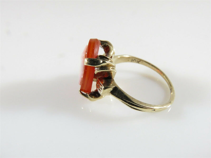 Fabulous Late Victorian Carved Hardstone Cameo Ring in 10K Gold Size 4.25 - Just Stuff I Sell