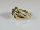 14K Solid Gold Blue Green Topaz Cocktail Ring Mid Century Size 4.25 JHL - Just Stuff I Sell