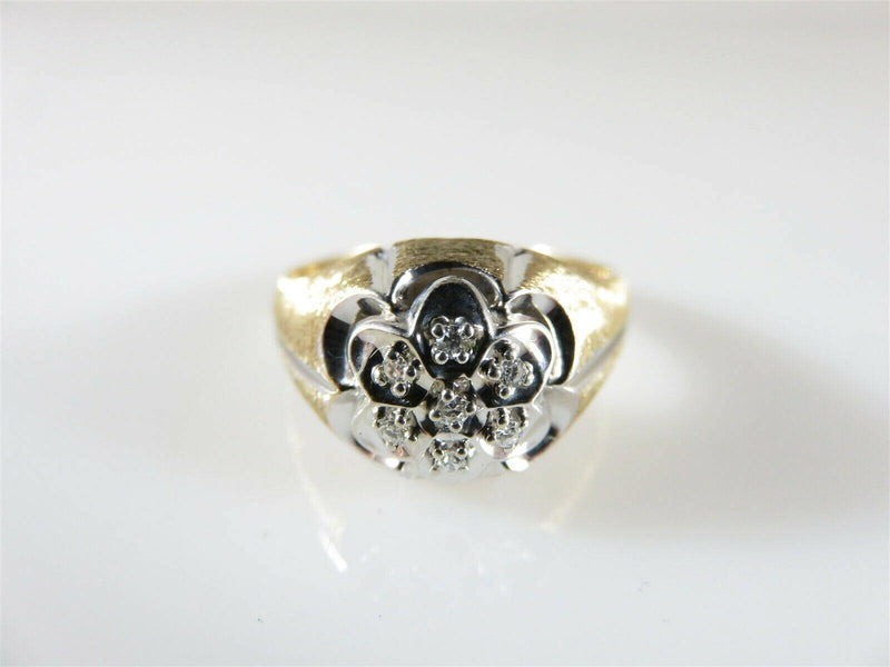 10k Mens Diamond Cluster Yellow White Gold Size 10 S&S Approx .10 CTW - Just Stuff I Sell
