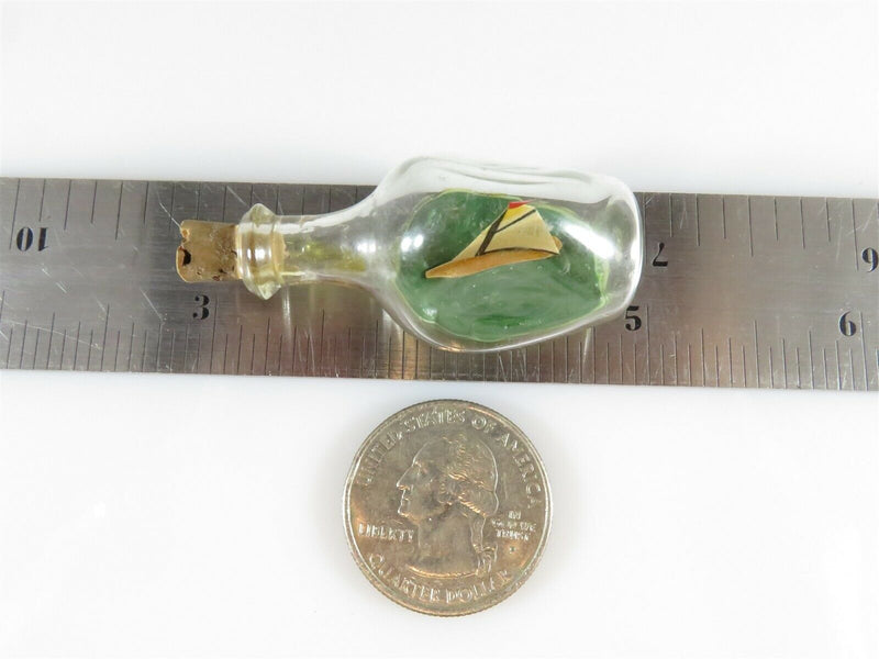 Vintage Miniature Ship in a Bottle Featuring a Single Mast Sailboat - Just Stuff I Sell
