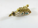 14K Yellow Gold Etruscan Revival Edwardian Pocket Watch Pin With Turquoise Dangles - Just Stuff I Sell