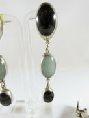 Sterling Silver Bracelet & Earring Set Mexico Cabochon Multi Stones Bezel Set - Just Stuff I Sell