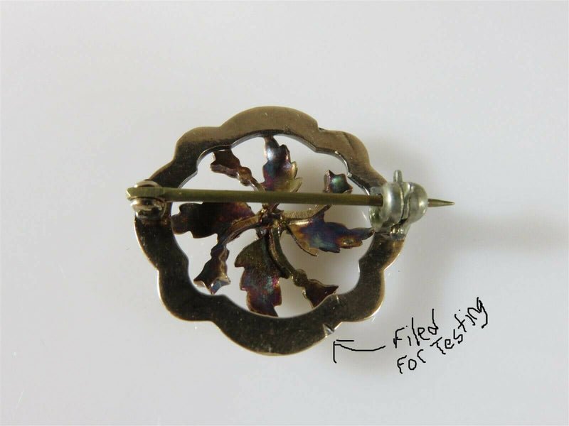 Edwardian Floral Brooch or Lapel Pin Seed Pearl 10K Yellow Gold - Just Stuff I Sell