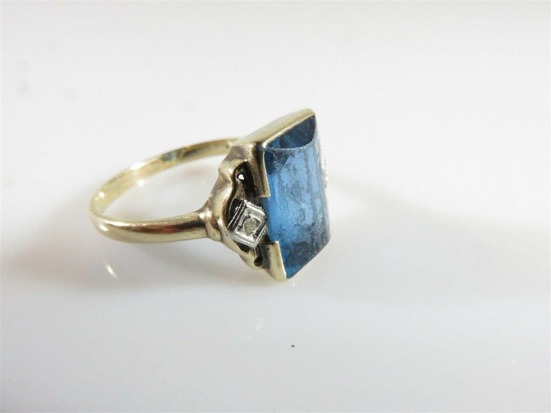 Circa 1930's Synthetic Sapphire Diamond Solitaire Ring Setting for Repurpose - Just Stuff I Sell