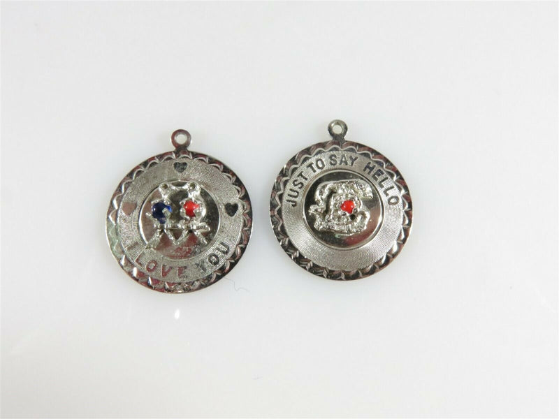 Vintage Elco Sterling Silver Charms I love & Just To Say Hello - Just Stuff I Sell