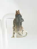 Hand Worked Unsigned Navajo Sterling Silver Figural Wolf Earrings Pierced Ears - Just Stuff I Sell