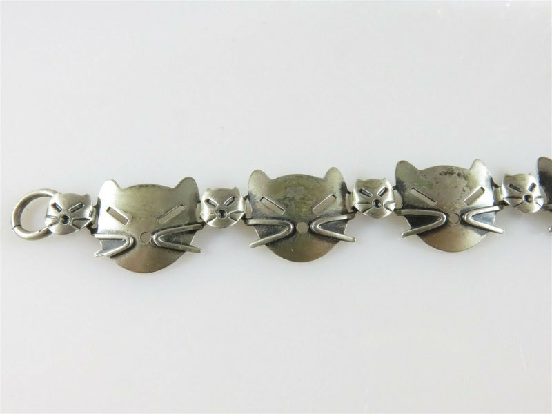 Vintage Beau Sterling Silver Cat Link Bracelet and Matching Drop Earrings Set - Just Stuff I Sell