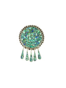 Taxco Crushed Turquoise Lapis Aztec Themed Brooch Pendant Sterling Silver - Just Stuff I Sell