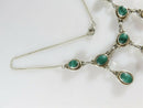 Antique Style Sterling Silver 17" Necklace Cabochon Malachite 3 Drops Dangles - Just Stuff I Sell
