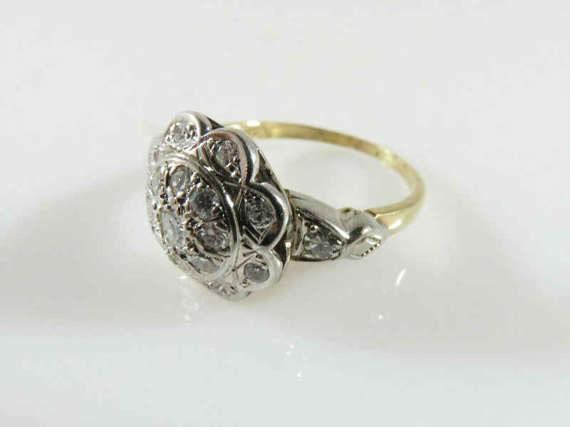 Vintage 19 Diamond Floral Cluster Ring Setting Size 5 in Solid 10K Gold - Just Stuff I Sell