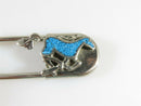 Crushed Turquoise Mustang Horse Themed Safety Pin 3 1/4" Alternative Key Chain - Just Stuff I Sell