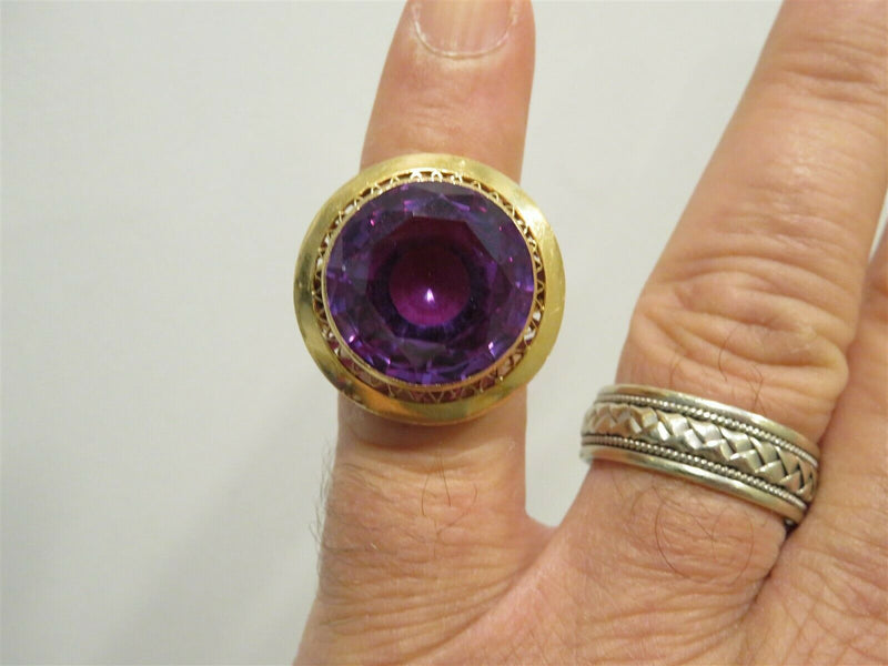 Stunning 1920's Era 18K Yellow Gold 23 Carat Purple Sapphire Ring Size 7 - Just Stuff I Sell