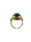 Antique 18K Yellow Gold Wire Wrapped Cabochon Chrysocolla Ring Size 6.5 - Just Stuff I Sell