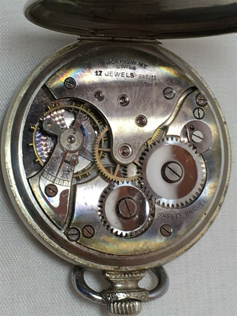 Vintage Art Deco Moeris Tempus Pocket Watch W.My 2ADJts Swiss 17 Jewels - Just Stuff I Sell