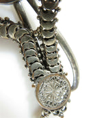 Victorian Silver Plated Beaded Change Purse with Watch Chatelaine Belt Clip - Just Stuff I Sell