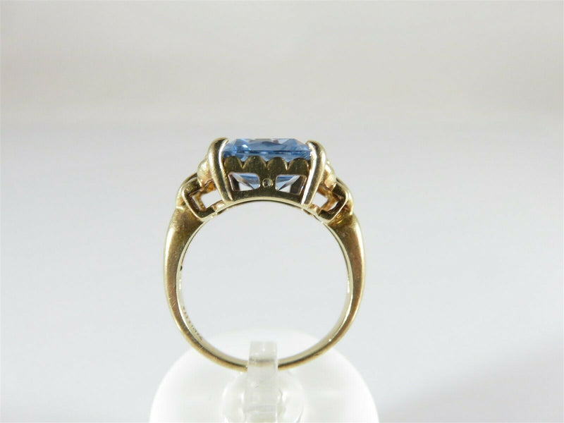 Vintique 10K Emerald Cut Blue Stone Ring Size 5.75 Loose Synthetic Stone - Just Stuff I Sell