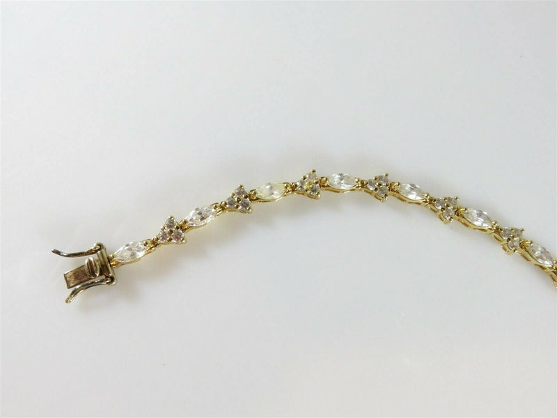 Lovely Cubic Zirconia Tennis Bracelet 7 1/2" Gold Washed Sterling Silver - Just Stuff I Sell