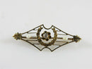 Edwardian 10K Horseshoe Wreath Pearl Accented OMC Diamond Solitaire Pin 4 Repair - Just Stuff I Sell