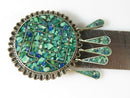 Taxco Crushed Turquoise Lapis Aztec Themed Brooch Pendant Sterling Silver - Just Stuff I Sell