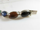 Sterling Silver Bracelet & Earring Set Mexico Cabochon Multi Stones Bezel Set - Just Stuff I Sell
