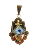 Art Nouveau 10K Rose Gold Enamel Virgin Mary Hidden Compartment FROV Pendant — Jewelry & Watches:Vintage & Antique Jewelry:Fi