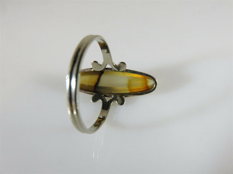 Translucent Banded Moss Agate 10K White Gold Ring Size 6 1/2 - Just Stuff I Sell
