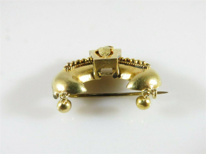 18K Victorian Etruscan Revival Brooch With Dangles & Leaf Form - Just Stuff I Sell