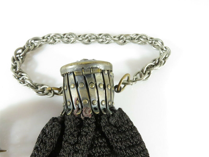 Victorian Silver Plated Beaded Change Purse with Watch Chatelaine Belt Clip - Just Stuff I Sell