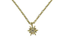 Lovely 18" Marine Style Link 14K Solid Gold Chain & Floral 7 Diamond Pendant — Jewelry & Watches:Fine Jewelry:Fine Necklaces