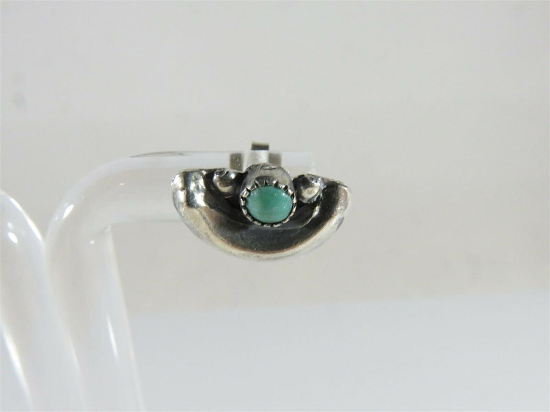 Old Early Southwestern Sterling Silver Ring & Stud Earring Set Round Turquoise - Just Stuff I Sell