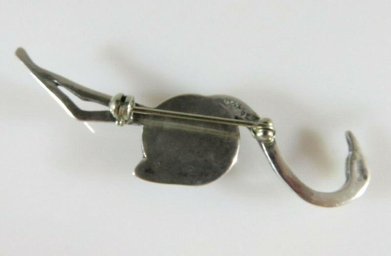 Lovely Sterling Silver Flamingo Brooch with Polished 13.8 mm Cabochon Onyx Stone - Just Stuff I Sell