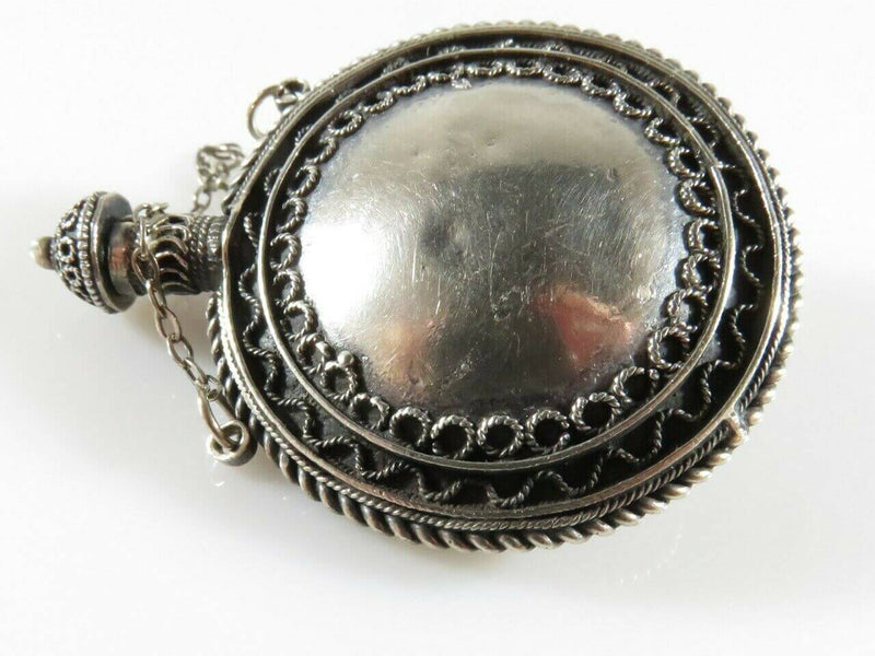 Antique Sterling Round Perfume Scent Flask Chatelaine Snuff Bottle Israel - Just Stuff I Sell