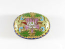 Hinged Cloisonne Brass & Enamel Floral Trinket Snuff Box Gold Gilt Water Lily - Just Stuff I Sell