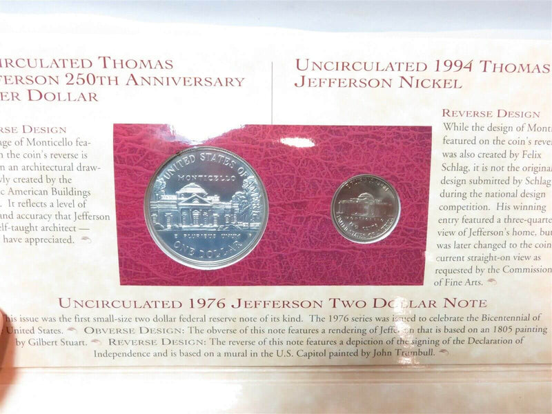 The Thomas Jefferson Coinage and Currency Set Dollar, Nickel 2 Dollar Bill - Just Stuff I Sell