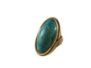 Antique 18K Yellow Gold Wire Wrapped Cabochon Chrysocolla Ring Size 6.5 - Just Stuff I Sell