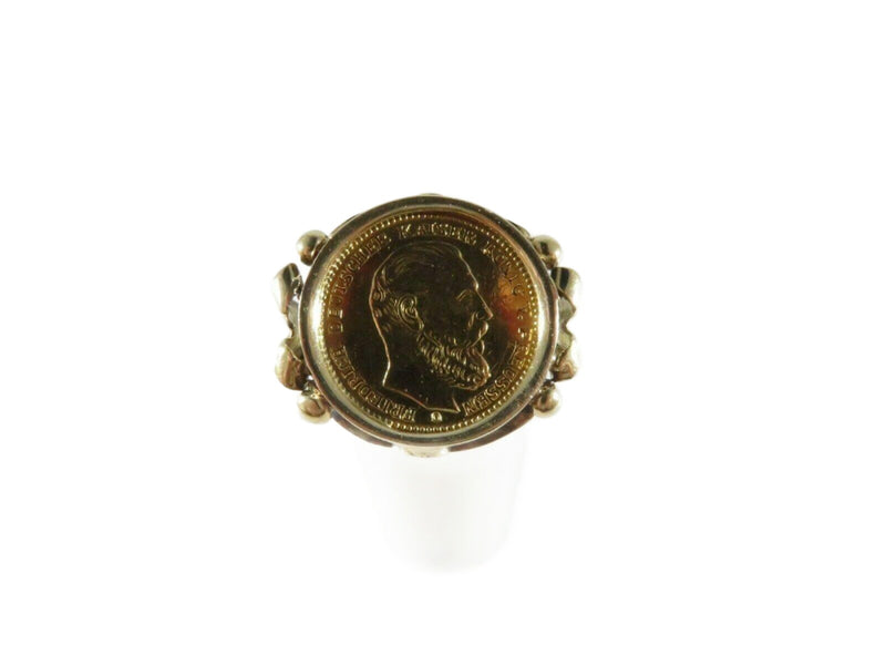 14K Gold Coin Ring OOAK Prussia Friedrich III 1888 O 10 Mark Gold Coin Ring - Just Stuff I Sell