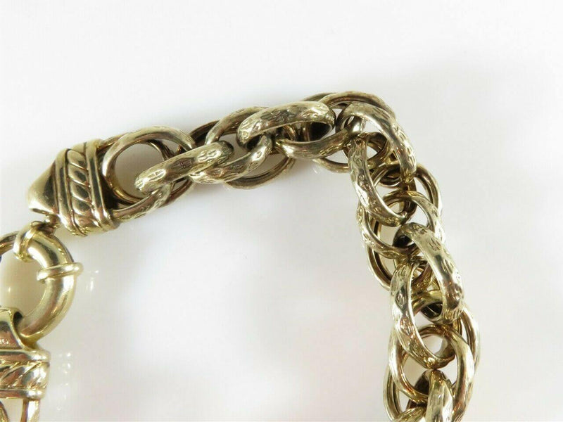 Hammered Extra Large Link Bracelet Gold Washed Sterling Silver 6" Karizia KA1772 - Just Stuff I Sell