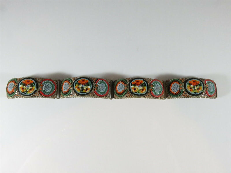 Vintique Micro Mosaic Floral Bracelet 7 3/4" ID Lovely Grand Tour Style Souvenir - Just Stuff I Sell