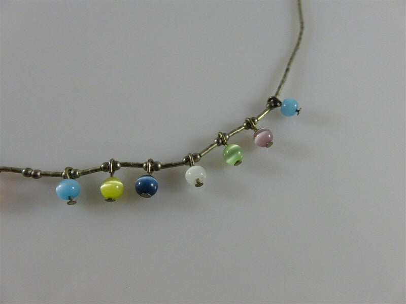 16" TL Sterling Silver Bead & Multicolored Ball Necklace - Just Stuff I Sell