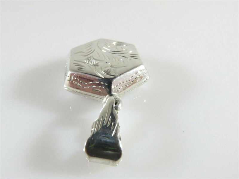 Antique Style Finely Chamfered Octagon Sterling Silver 2 Picture Pendant 3.83mm - Just Stuff I Sell