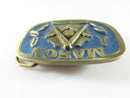 Freemason Masonic 1986 Brass Blue Glaze Belt Buckle