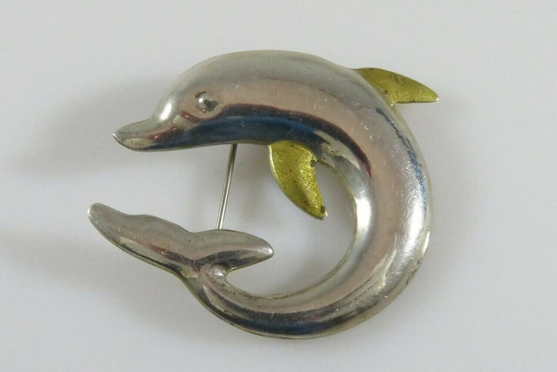 Taxco Dolphin Brooch Pendant Nautical Sterling Silver TM-24 Signed Eaton - Just Stuff I Sell