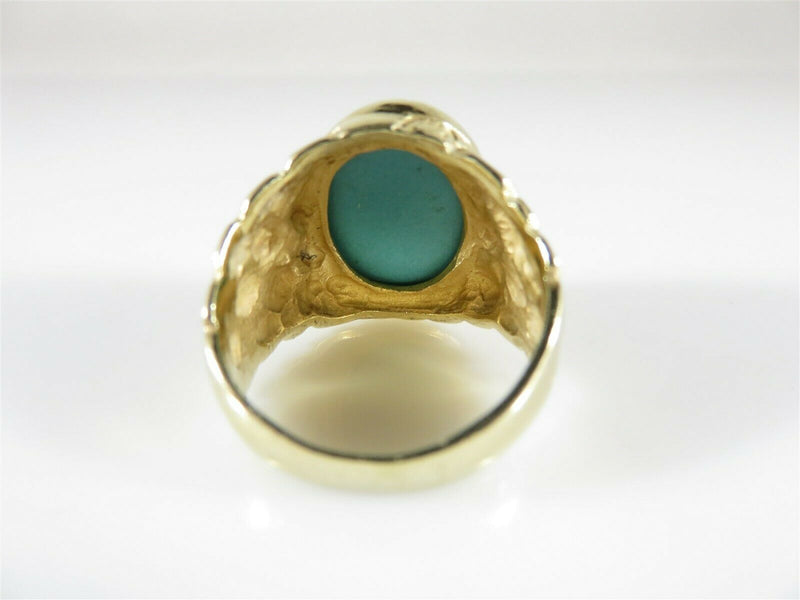 Retro 14K Turquoise Solitaire Nugget Pinky Ring Size 7 3/4 Hallmarked 14K GSI - Just Stuff I Sell