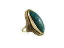 Antique 18K Yellow Gold Wire Wrapped Cabochon Chrysocolla Ring Size 6.5 - Just Stuff I Sell