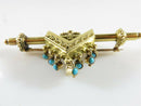 14K Yellow Gold Etruscan Revival Edwardian Pocket Watch Pin With Turquoise Dangles - Just Stuff I Sell