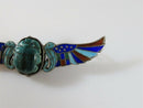Antique Egyptian 800 Silver Enameled Scarab Brooch Enameled Wings of Horus - Just Stuff I Sell