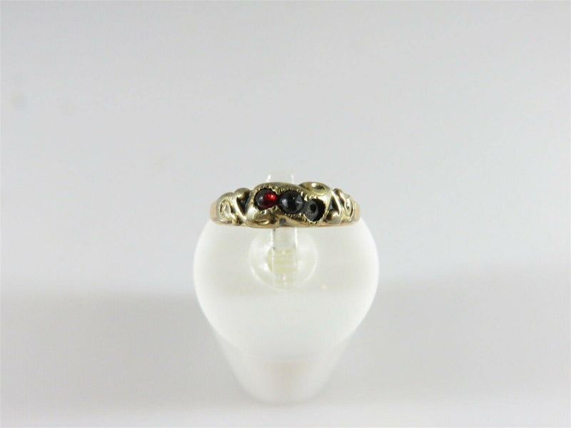 10K Gold Childs Ring Size 2 Featuring 2 Garnet Stones Missing One Stone - Just Stuff I Sell