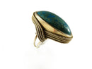 Antique 18K Yellow Gold Wire Wrapped Cabochon Chrysocolla Ring Size 6.5 - Just Stuff I Sell